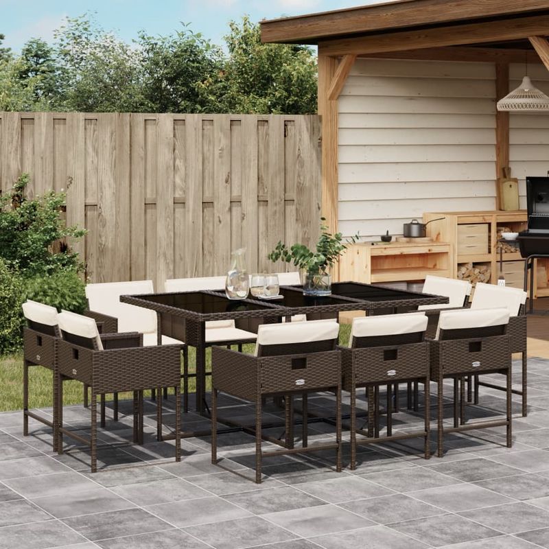 Casa si Gradina - Gradina si terasa - Mobilier exterior - Seturi mobila gradina - Set mobilier de gradina cu perne, 11 piese, maro, poliratan - Infinity.ro