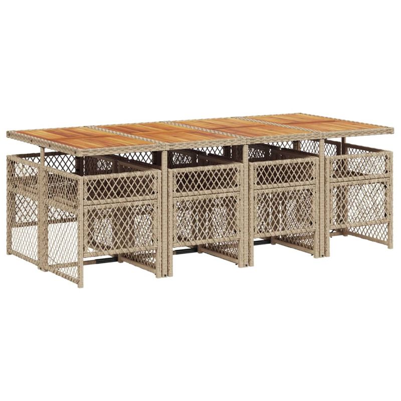 Casa si Gradina - Gradina si terasa - Mobilier exterior - Seturi mobila gradina - Set de masa pentru gradina, 9 piese, cu perne, bej, poliratan - Infinity.ro