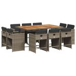 Casa si Gradina - Gradina si terasa - Mobilier exterior - Seturi mobila gradina - Set mobilier de gradina cu perne, 11 piese, gri, poliratan - Infinity.ro