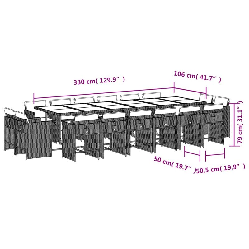Casa si Gradina - Gradina si terasa - Mobilier exterior - Seturi mobila gradina - Set mobilier de gradina cu perne, 17 piese, maro, poliratan - Infinity.ro