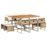 Casa si Gradina - Gradina si terasa - Mobilier exterior - Seturi mobila gradina - Set mobilier de gradina cu perne, 11 piese, bej, poliratan - Infinity.ro