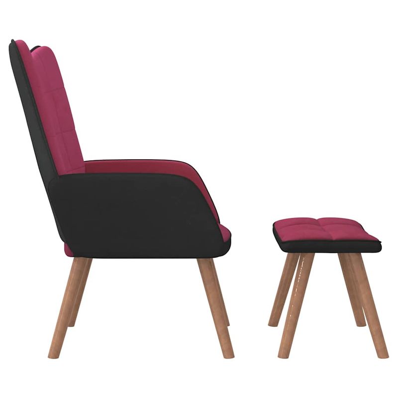 Casa si Gradina - Mobilier - Scaune si fotolii - Fotolii - Fotoliu de relaxare cu taburet, rosu vin, catifea si PVC - Infinity.ro