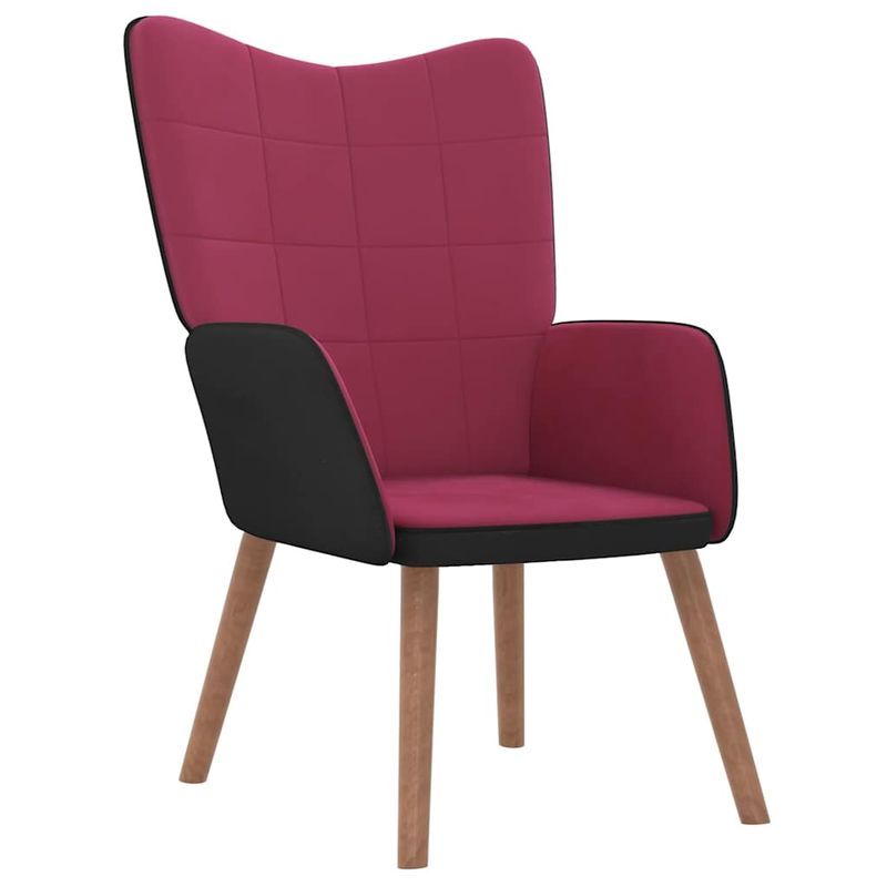 Casa si Gradina - Mobilier - Scaune si fotolii - Fotolii - Fotoliu de relaxare cu taburet, rosu vin, catifea si PVC - Infinity.ro