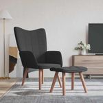 Casa si Gradina - Mobilier - Scaune si fotolii - Fotolii - Fotoliu de relaxare cu taburet, negru, catifea si PVC - Infinity.ro