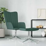 Casa si Gradina - Mobilier - Scaune si fotolii - Fotolii - Fotoliu de relaxare cu taburet, verde inchis, catifea - Infinity.ro