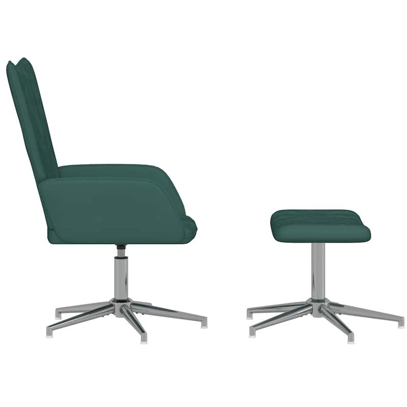 Casa si Gradina - Mobilier - Scaune si fotolii - Fotolii - Fotoliu de relaxare cu taburet, verde inchis, catifea - Infinity.ro