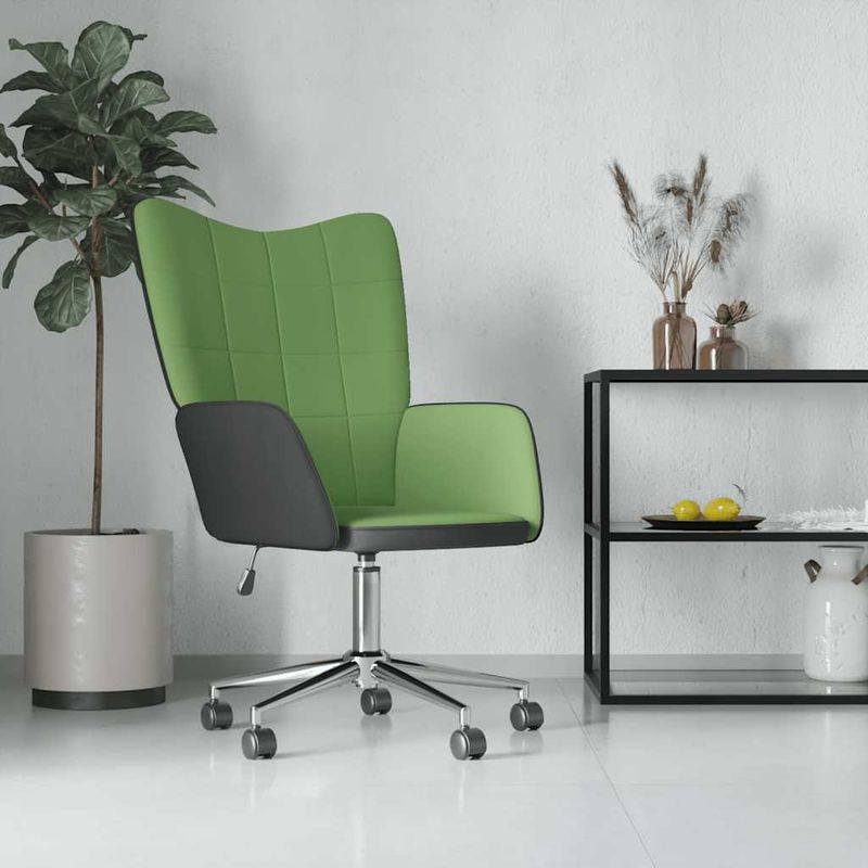 Casa si Gradina - Mobilier - Scaune si fotolii - Fotolii - Fotoliu de relaxare, verde deschis, catifea si PVC - Infinity.ro