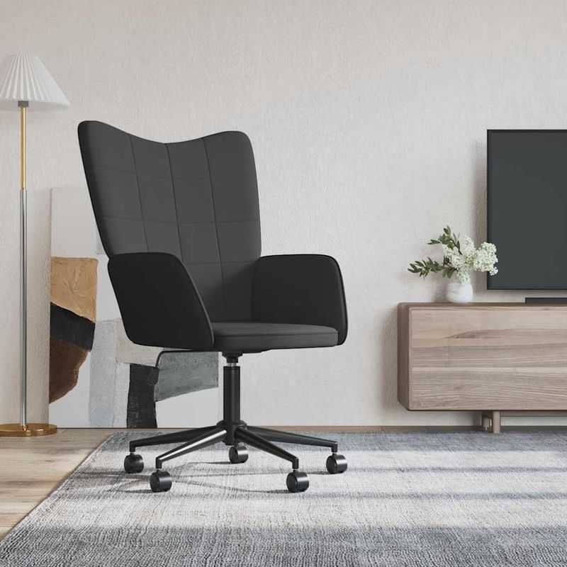 Casa si Gradina - Mobilier - Scaune si fotolii - Fotolii - Fotoliu de relaxare, negru, catifea si PVC - Infinity.ro