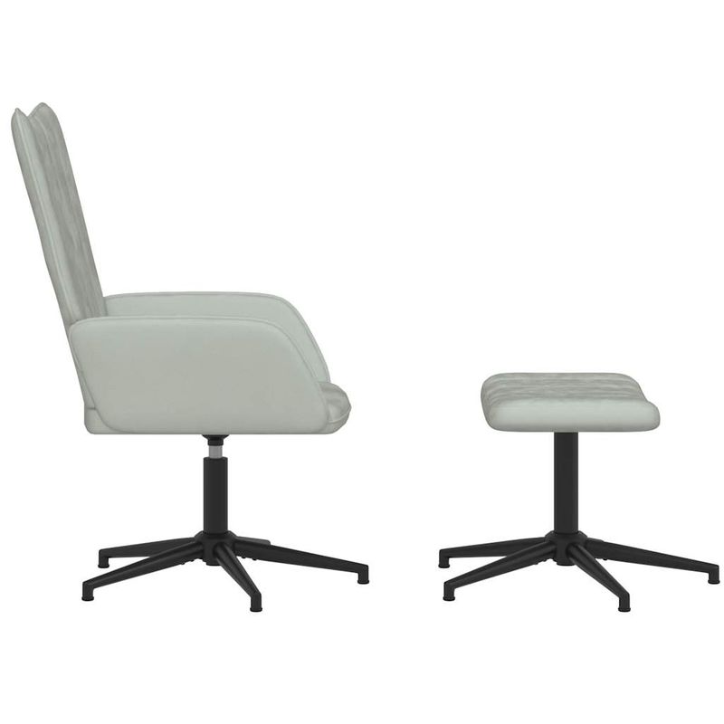 Casa si Gradina - Mobilier - Scaune si fotolii - Fotolii - Fotoliu de relaxare cu taburet, gri deschis, catifea - Infinity.ro