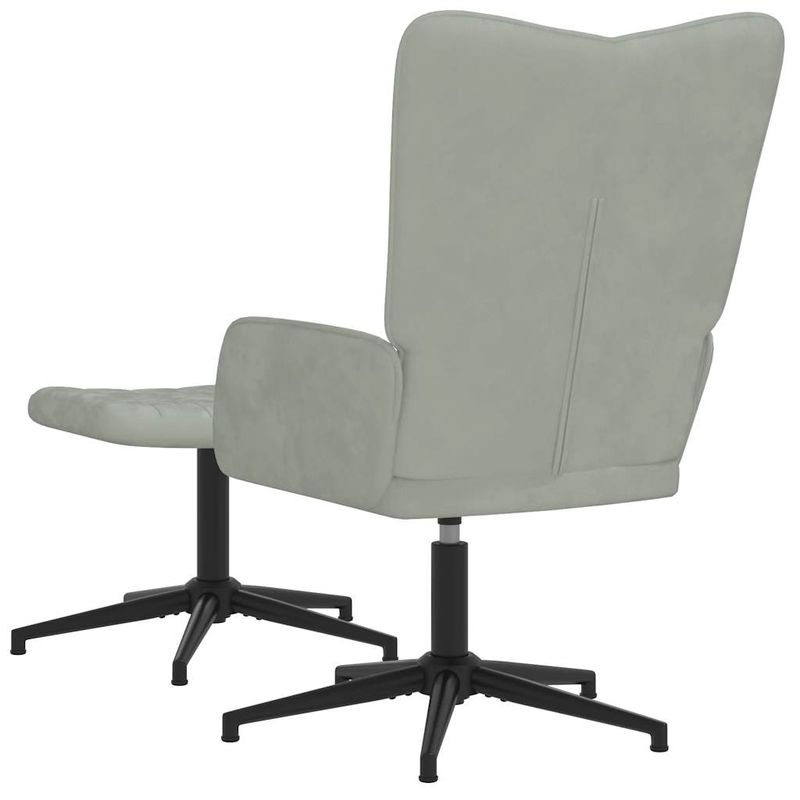 Casa si Gradina - Mobilier - Scaune si fotolii - Fotolii - Fotoliu de relaxare cu taburet, gri deschis, catifea - Infinity.ro