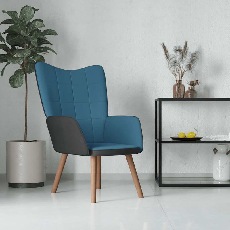 Casa si Gradina - Mobilier - Scaune si fotolii - Fotolii - Fotoliu de relaxare, albastru, catifea si PVC - Infinity.ro