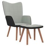Casa si Gradina - Mobilier - Scaune si fotolii - Fotolii - Fotoliu de relaxare cu taburet, gri deschis, catifea si PVC - Infinity.ro
