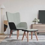 Casa si Gradina - Mobilier - Scaune si fotolii - Fotolii - Fotoliu de relaxare cu taburet, gri deschis, catifea si PVC - Infinity.ro