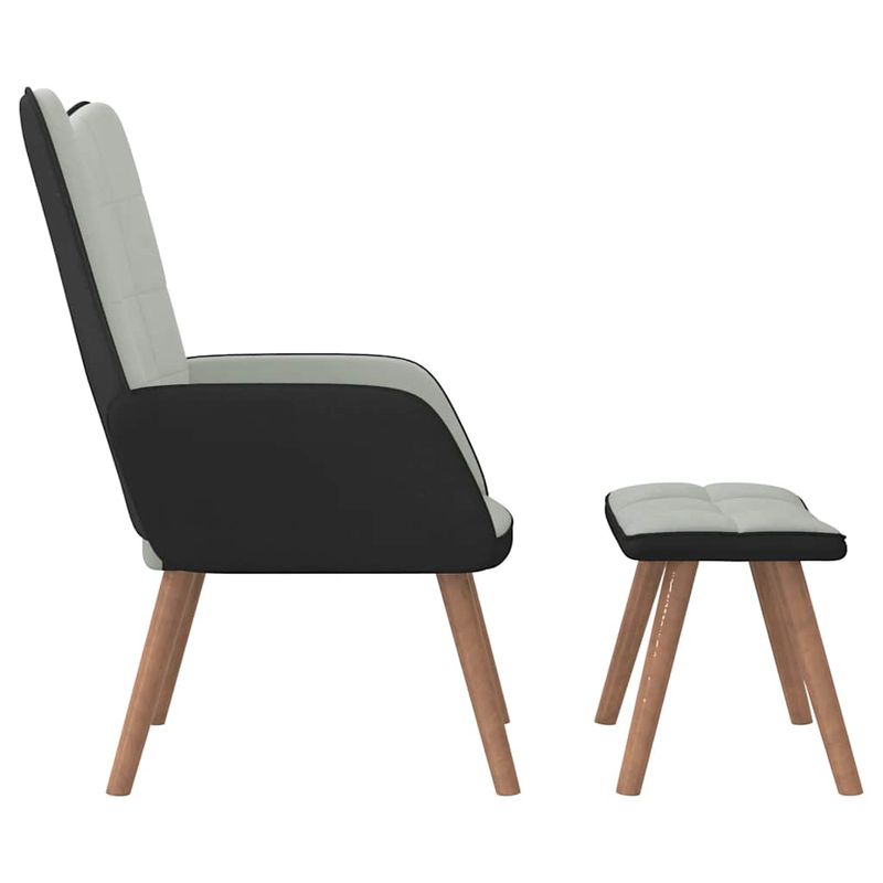 Casa si Gradina - Mobilier - Scaune si fotolii - Fotolii - Fotoliu de relaxare cu taburet, gri deschis, catifea si PVC - Infinity.ro