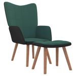 Casa si Gradina - Mobilier - Scaune si fotolii - Fotolii - Fotoliu de relaxare cu taburet, verde inchis, catifea si PVC - Infinity.ro