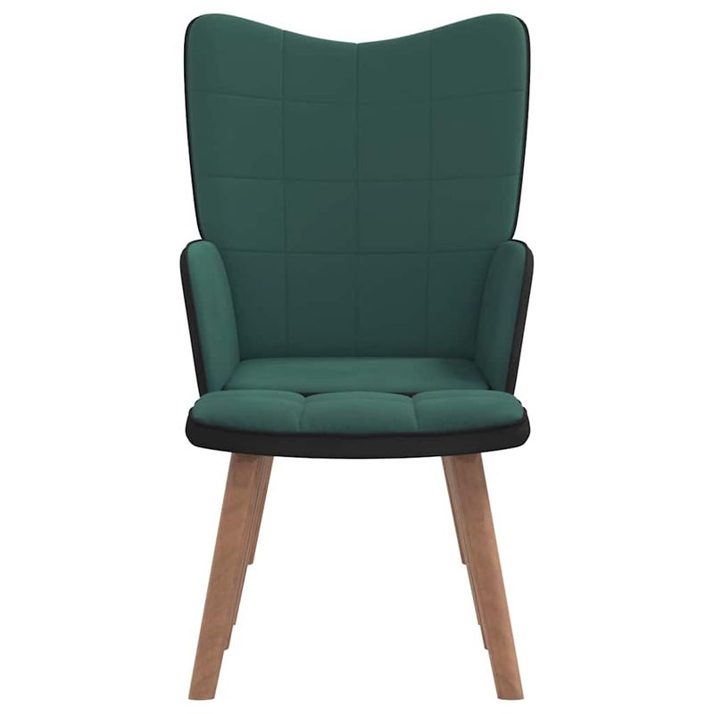 Casa si Gradina - Mobilier - Scaune si fotolii - Fotolii - Fotoliu de relaxare cu taburet, verde inchis, catifea si PVC - Infinity.ro