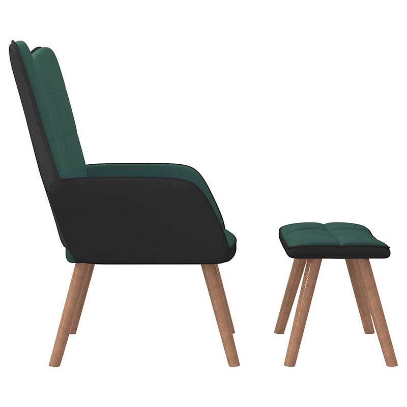 Casa si Gradina - Mobilier - Scaune si fotolii - Fotolii - Fotoliu de relaxare cu taburet, verde inchis, catifea si PVC - Infinity.ro