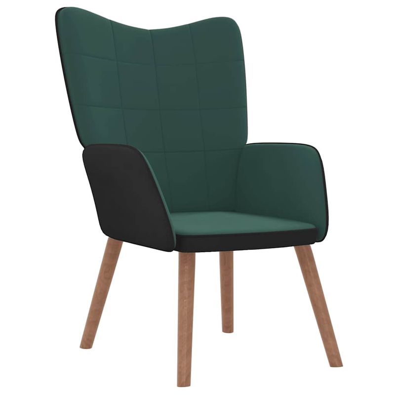 Casa si Gradina - Mobilier - Scaune si fotolii - Fotolii - Fotoliu de relaxare cu taburet, verde inchis, catifea si PVC - Infinity.ro