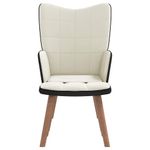 Casa si Gradina - Mobilier - Scaune si fotolii - Fotolii - Fotoliu de relaxare cu taburet, alb crem, catifea si PVC - Infinity.ro