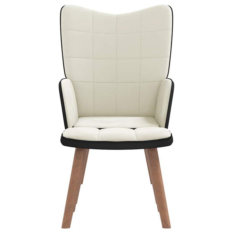 Casa si Gradina - Mobilier - Scaune si fotolii - Fotolii - Fotoliu de relaxare cu taburet, alb crem, catifea si PVC - Infinity.ro