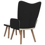 Casa si Gradina - Mobilier - Scaune si fotolii - Fotolii - Fotoliu de relaxare cu taburet, alb crem, catifea si PVC - Infinity.ro