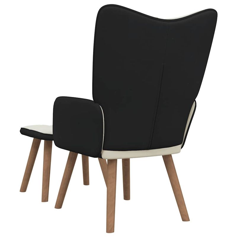 Casa si Gradina - Mobilier - Scaune si fotolii - Fotolii - Fotoliu de relaxare cu taburet, alb crem, catifea si PVC - Infinity.ro