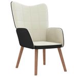 Casa si Gradina - Mobilier - Scaune si fotolii - Fotolii - Fotoliu de relaxare cu taburet, alb crem, catifea si PVC - Infinity.ro