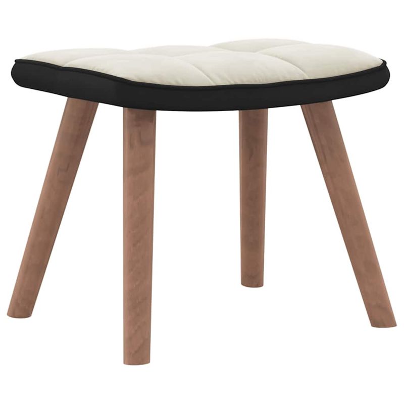 Casa si Gradina - Mobilier - Scaune si fotolii - Fotolii - Fotoliu de relaxare cu taburet, alb crem, catifea si PVC - Infinity.ro