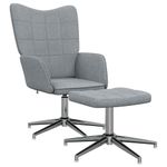 Casa si Gradina - Mobilier - Scaune si fotolii - Fotolii - Fotoliu de relaxare cu taburet, gri deschis, textil - Infinity.ro