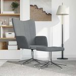 Casa si Gradina - Mobilier - Scaune si fotolii - Fotolii - Fotoliu de relaxare cu taburet, gri deschis, textil - Infinity.ro