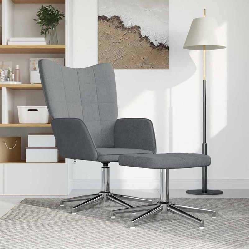 Casa si Gradina - Mobilier - Scaune si fotolii - Fotolii - Fotoliu de relaxare cu taburet, gri deschis, textil - Infinity.ro