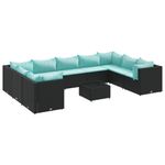 Casa si Gradina - Gradina si terasa - Mobilier exterior - Seturi mobila gradina - Set mobilier de gradina cu perne, 10 piese, negru, poliratan - Infinity.ro