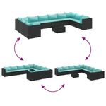 Casa si Gradina - Gradina si terasa - Mobilier exterior - Seturi mobila gradina - Set mobilier de gradina cu perne, 10 piese, negru, poliratan - Infinity.ro