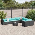 Casa si Gradina - Gradina si terasa - Mobilier exterior - Seturi mobila gradina - Set canapele de gradina cu perne, 10 piese, negru, poliratan - Infinity.ro