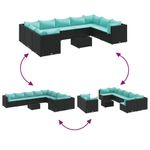 Casa si Gradina - Gradina si terasa - Mobilier exterior - Seturi mobila gradina - Set canapele de gradina cu perne, 10 piese, negru, poliratan - Infinity.ro