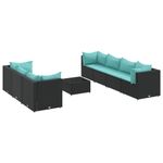 Casa si Gradina - Gradina si terasa - Mobilier exterior - Seturi mobila gradina - Set mobilier de gradina cu perne, 8 piese, negru, poliratan - Infinity.ro