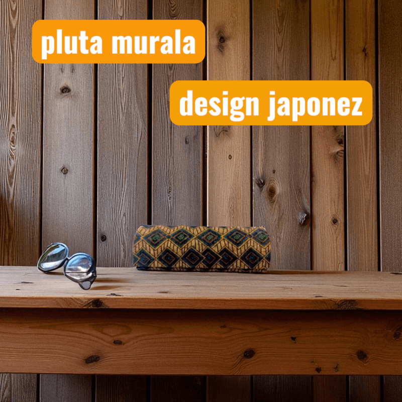 Ingrijire personala si Cosmetice - Sanatate si wellness - Optica medicala - Accesorii pentru ochelari si lentile de contact - Port ochelari, vedere si soare, design nipon, pluta murala, carouri, multicolor, 15,5x6 cm, inchidere magnetica, protectie sporita - Infinity.ro