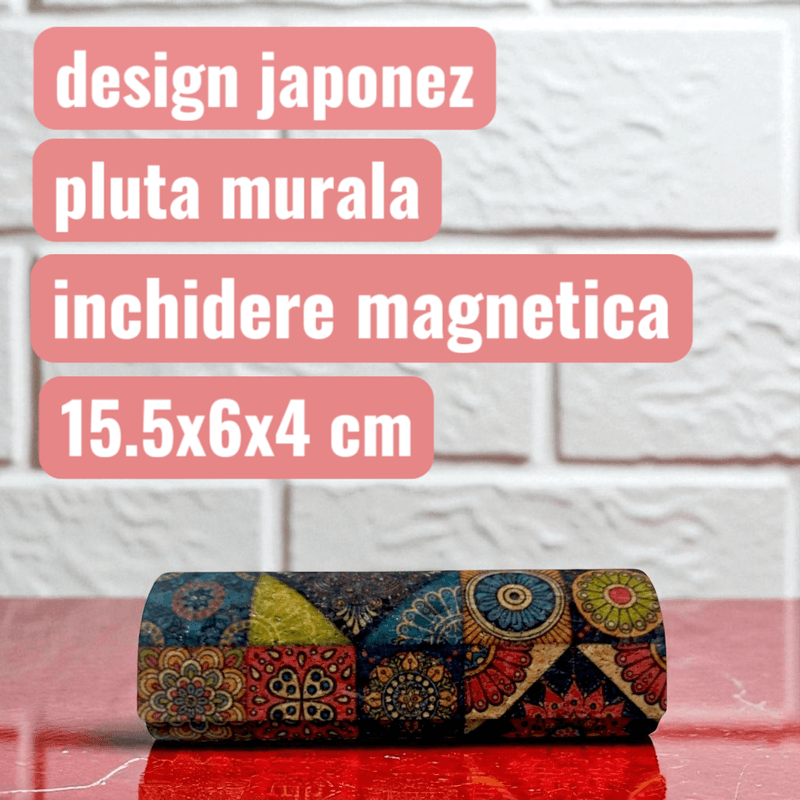 Ingrijire personala si Cosmetice - Sanatate si wellness - Optica medicala - Accesorii pentru ochelari si lentile de contact - Port ochelari, vedere si soare, design nipon, pluta murala, multicolor, 15,5x6 cm, inchidere magnetica, protectie sporita - Infinity.ro