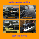 Casa si Gradina - Electrice - Panouri solare si accesorii - Accesorii panouri solare - Set cablu transfer curent, rosu, negru, sectiune 4 mmp cu 4 papuci M6, lungime 2x50 cm, rezistent uzura si UV, pentru invertor si autovehicule, utilaje agricole si ambarcatiuni - Infinity.ro