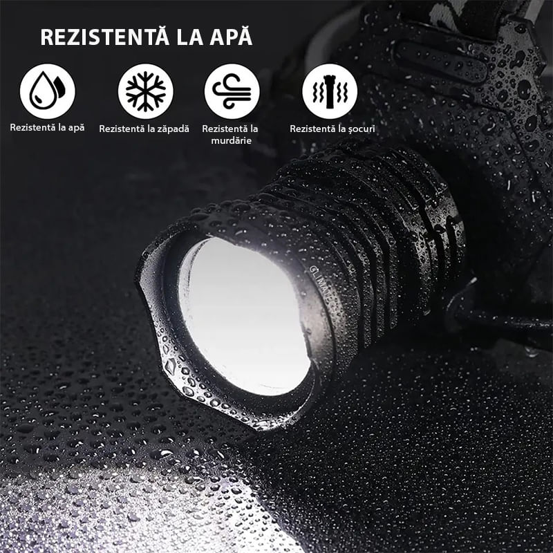 Casa si Gradina - Corpuri si surse de iluminat - Iluminat exterior - Lanterne - Lanterna de cap LED, 5 Moduri de lumina, 20000 lumeni, Rezistenta la apa, Zoom Telescopic, Acumulatori inclusi, Negru - Infinity.ro