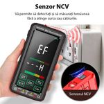 Casa si Gradina - Electrice - Accesorii electrice - Aparate de masura si control - Multimetru digital smart cu touchscreen, Masurare si detectie automata, Avertizare, Ecran LCD, Incarcare USB, Negru - Infinity.ro