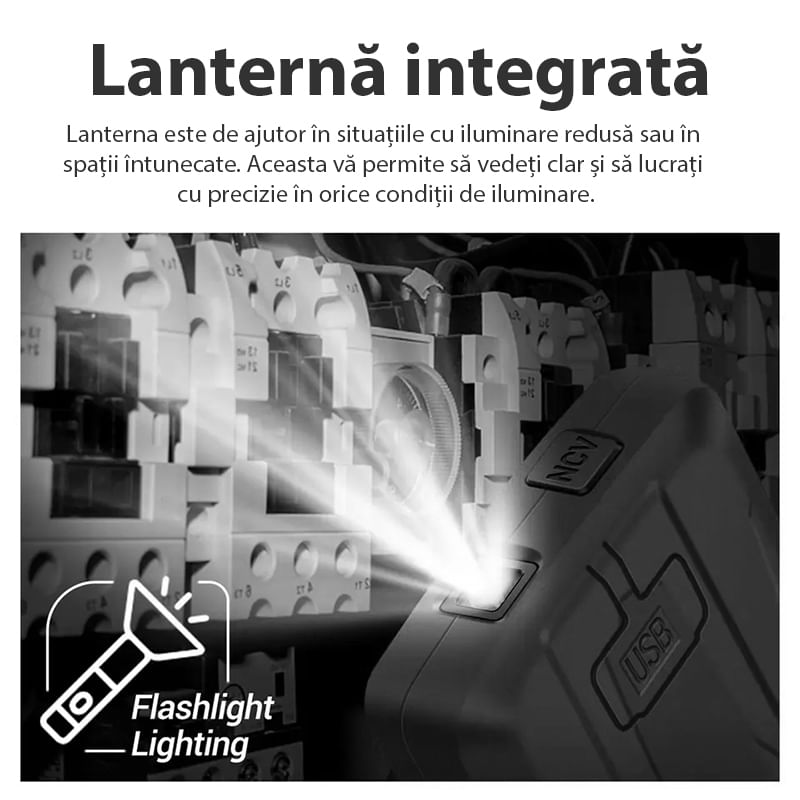 Casa si Gradina - Electrice - Accesorii electrice - Aparate de masura si control - Multimetru digital smart cu touchscreen, Masurare si detectie automata, Avertizare, Ecran LCD, Incarcare USB, Negru - Infinity.ro