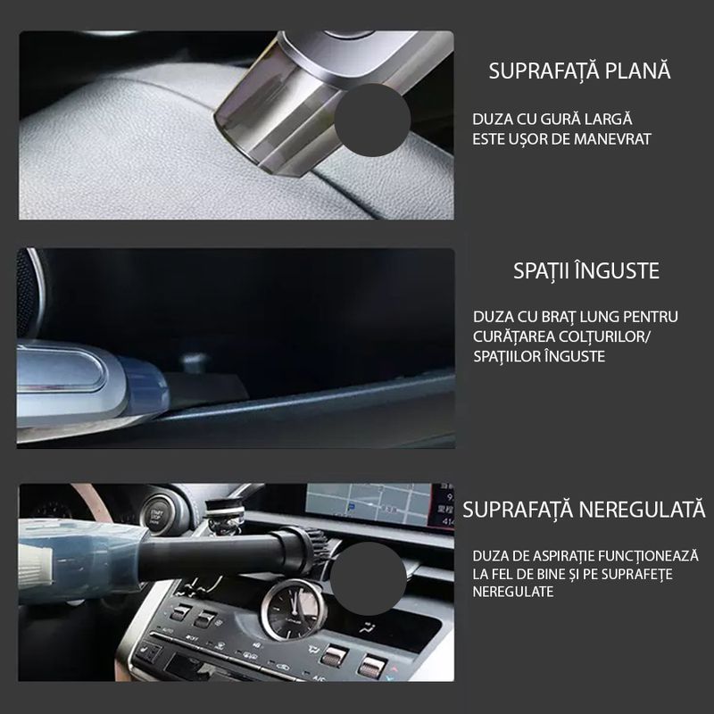 Auto si Moto - Intretinere auto - Aspiratoare auto - Aspirator auto cu fir pentru masina, Putere 120W, Lungime clablu 4 m, Filtru si Accesorii incluse, Negru - Infinity.ro