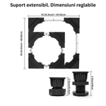 Electronice si Electrocasnice - Masini si uscatoare de rufe - Accesorii masini de spalat si uscatoare - Suport cu 8 picioare si 8 roti pentru masina de spalat, aragaz, frigider, Inaltime, lungime/latime ajustabila, Negru - Infinity.ro