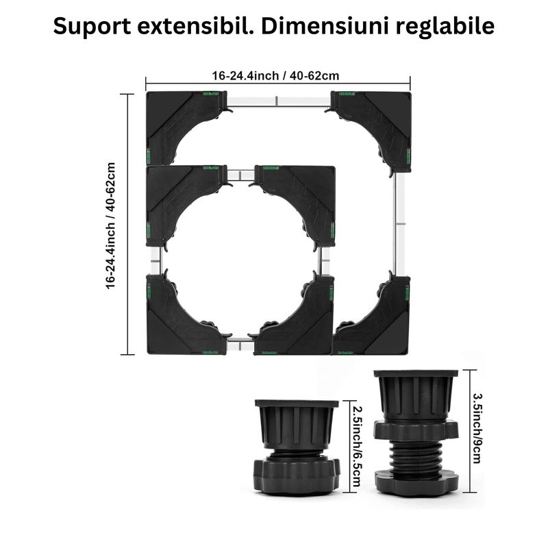 Electronice si Electrocasnice - Masini si uscatoare de rufe - Accesorii masini de spalat si uscatoare - Suport cu 8 picioare si 8 roti pentru masina de spalat, aragaz, frigider, Inaltime, lungime/latime ajustabila, Negru - Infinity.ro