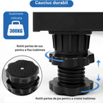 Electronice si Electrocasnice - Masini si uscatoare de rufe - Accesorii masini de spalat si uscatoare - Suport cu 8 picioare si 8 roti pentru masina de spalat, aragaz, frigider, Inaltime, lungime/latime ajustabila, Negru - Infinity.ro