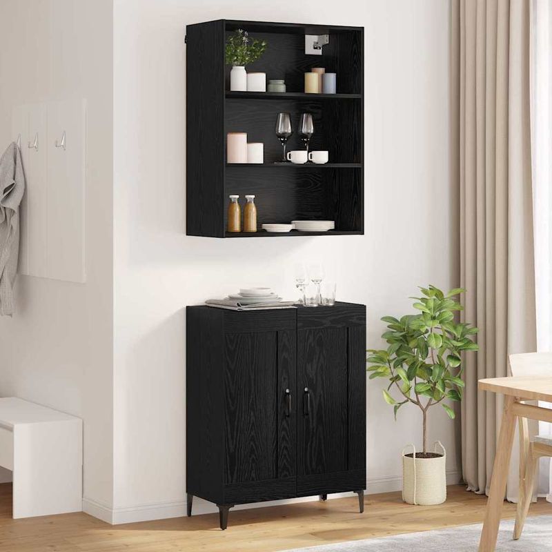 Casa si Gradina - Mobilier - Comode si corpuri - Comode - Bufet Pe perete 2 pcs Stejar negru Lemn compozit - Infinity.ro