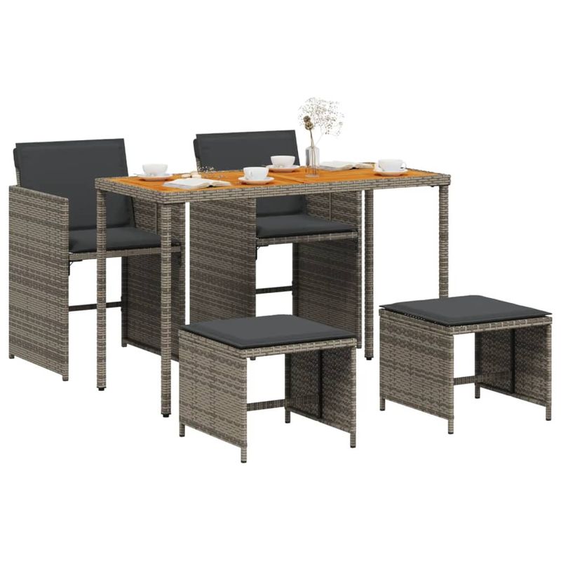 Casa si Gradina - Gradina si terasa - Mobilier exterior - Seturi mobila gradina - Set mobilier de gradina cu perne, 5 piese, gri, poliratan - Infinity.ro