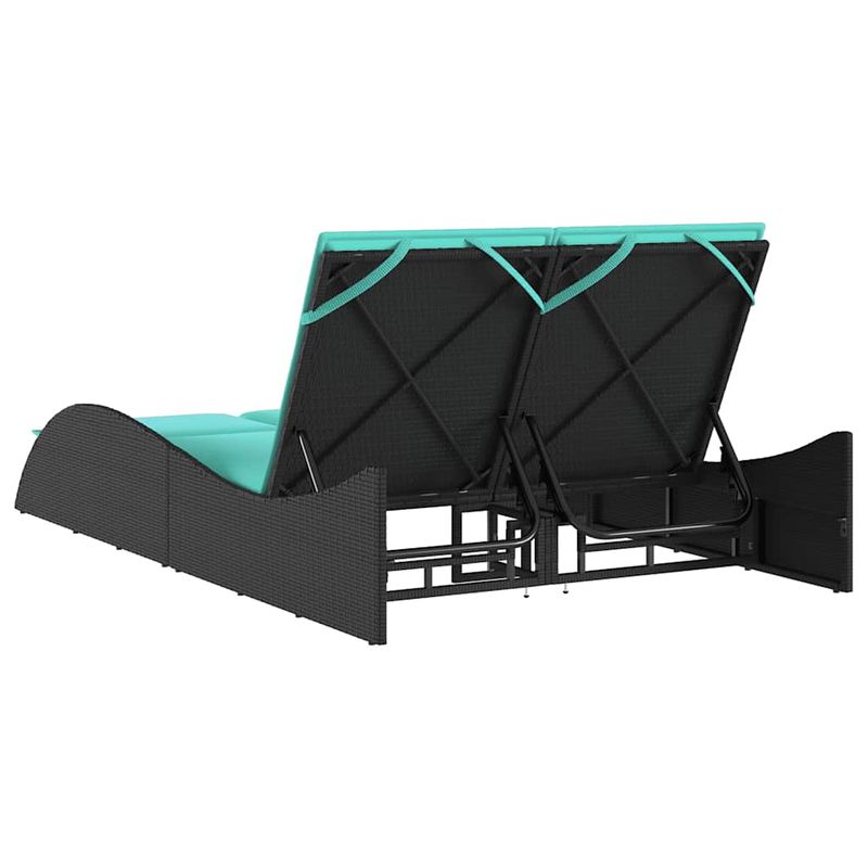 Casa si Gradina - Gradina si terasa - Mobilier exterior - Scaune si sezlonguri gradina - Sezlong cu perne, negru, 114x205x73 cm, poliratan - Infinity.ro