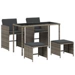Casa si Gradina - Gradina si terasa - Mobilier exterior - Seturi mobila gradina - Set mobilier de gradina cu perne, 5 piese, gri, poliratan - Infinity.ro
